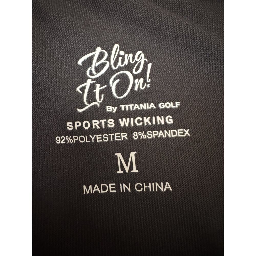 Women's Bling It On by Titania Golf Black Sleeveless Golf Polo Size M - Picture 4 of 7